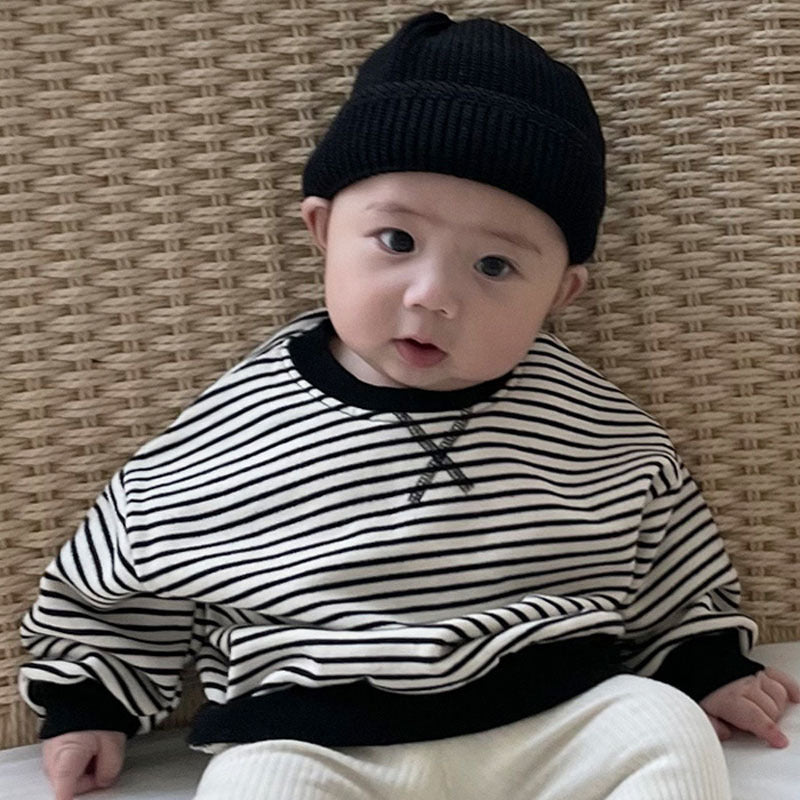 【BABY】ストライプクルーネックスウェットSK101917