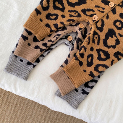 【BABY】冬新作レオパード柄ニットカバーオールSK102713