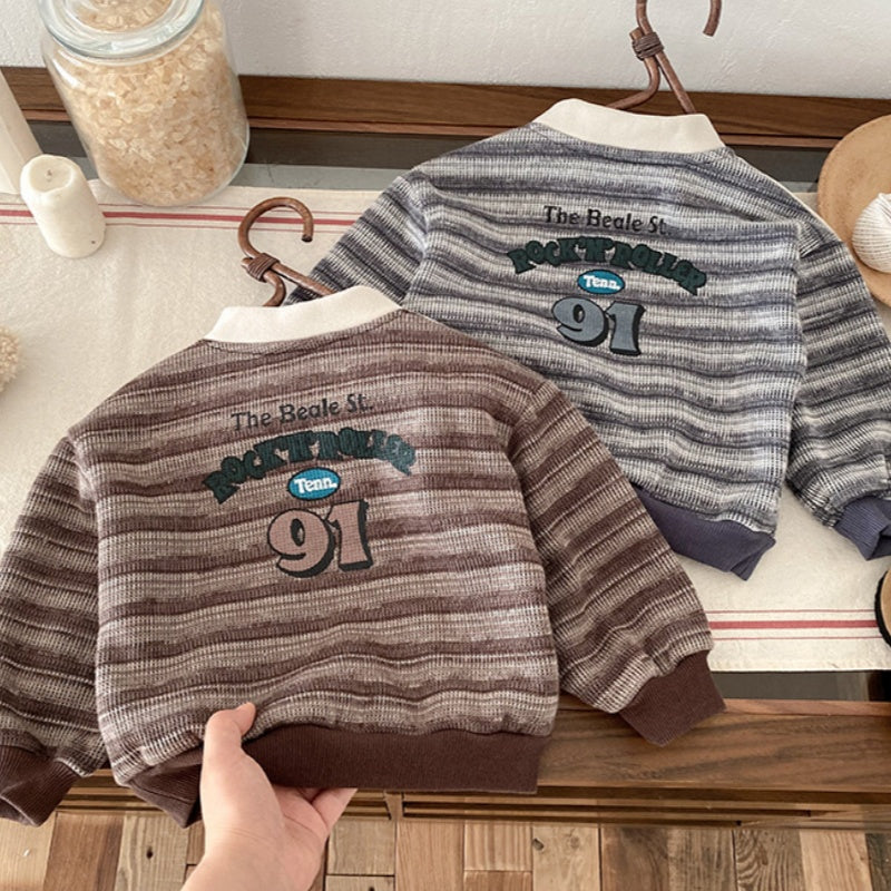 【BABY】冬新作ボーダー裏起毛スウェットSK102728