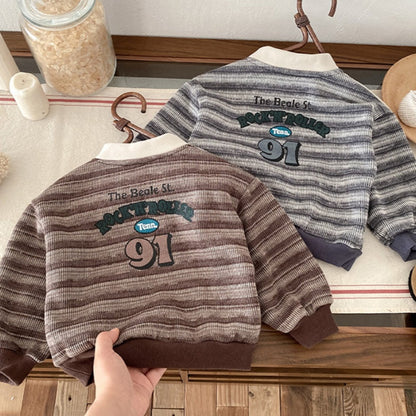 【BABY】冬新作ボーダー裏起毛スウェットSK102728