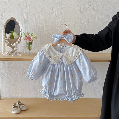 【姉妹服】バルーン刺繍襟ロンパース、ワンピースSK101116