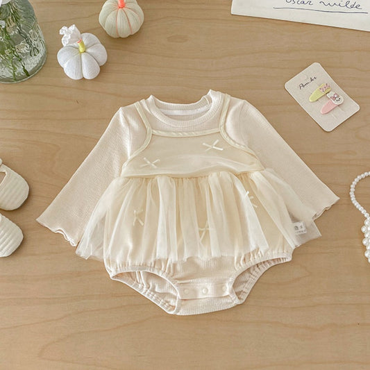 【BABY】リボン重ね着風ロンパースSK103911