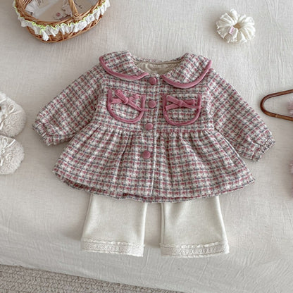 【BABY】冬新作チェック柄ウール中綿コートSK102722