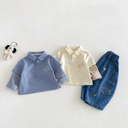 【BABY&KID】カートゥーン重ね着風ポロシャツSK103514