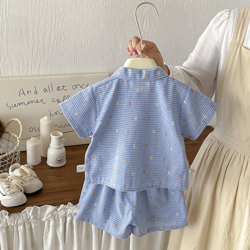 【BABY】夏新作カートゥーンチェックセットアップSK105309