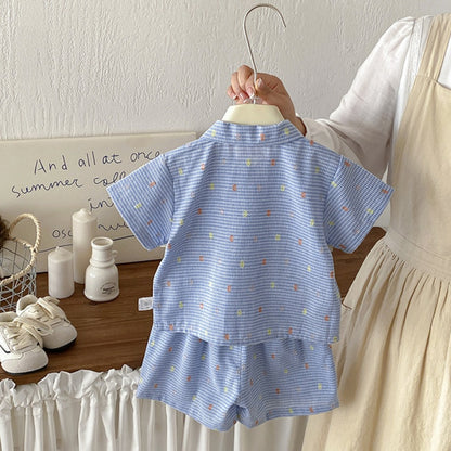 【BABY】夏新作カートゥーンチェックセットアップSK105309