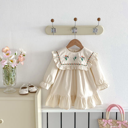 【BABY&KID】ビッグカラー刺繍ワンピースSK011011