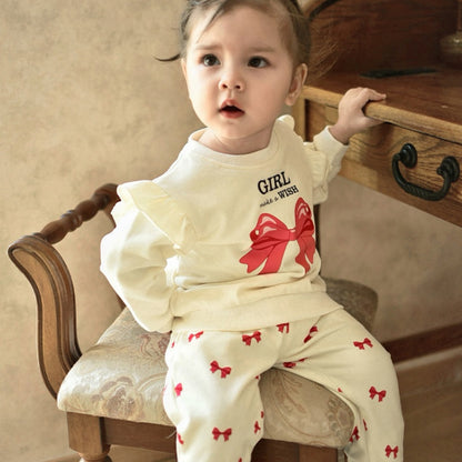 【BABY&KID】北欧風蝶結びプリントセットアップSK101334