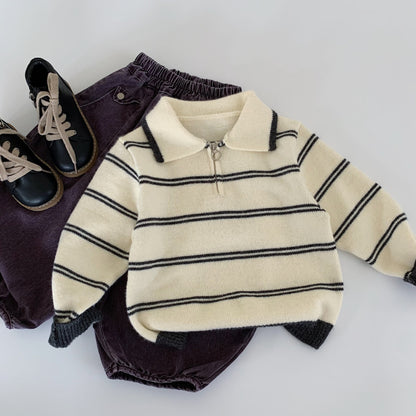 【BABY&KID】ストライプジップニットセーターSK100531