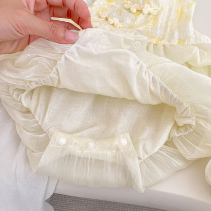 【BABY&KID】夏新作チャイナボタンチュールバルーンロンパース、ワンピースSK106407