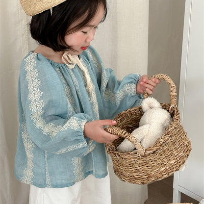 【BABY&KID】刺繍ラウンドカラーブラウスSK101440