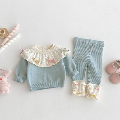 【BABY】キャンディカラー蝶結びニットセットアップSK092409