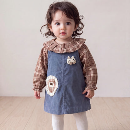 【BABY】チェックシャツ＆デニムジャンパースカートSK107806
