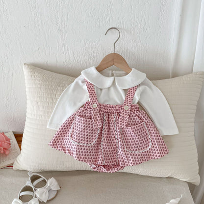 【BABY】花柄サロペットスカート、長袖TシャツSK100331
