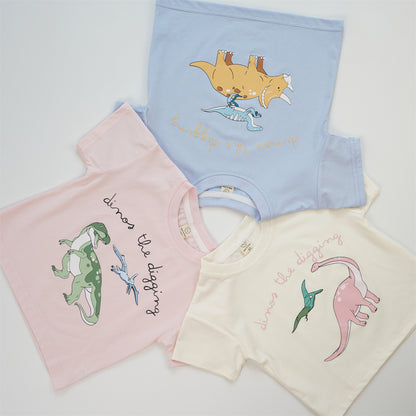 【BABY&KID】夏新作 恐竜プリント半袖TシャツSK091623