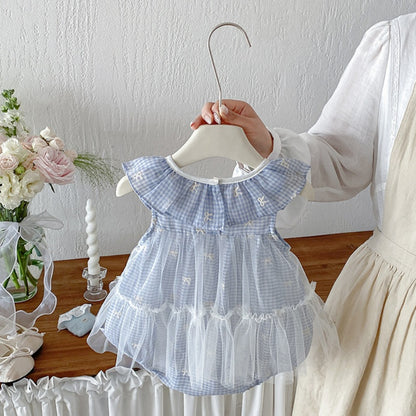 【BABY】夏新作蝶結び刺繍ロンパースSK105704