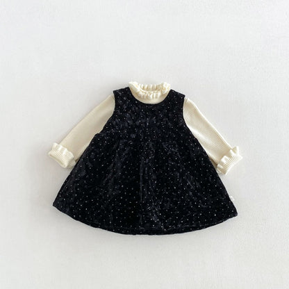 【BABY&KID】ドット裏起毛ワンピース、フリル襟ニットSK108110