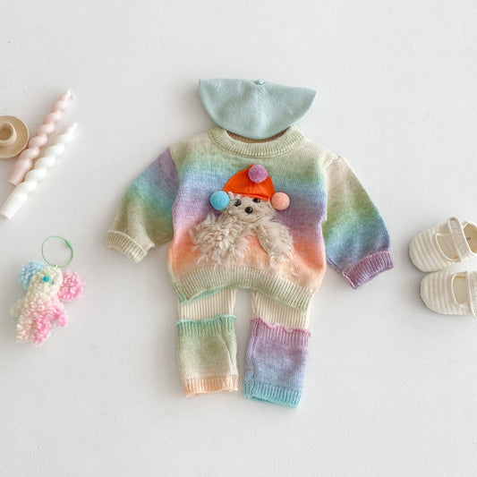 【BABY&KID】カラフルボーダーニットセットアップSK092432