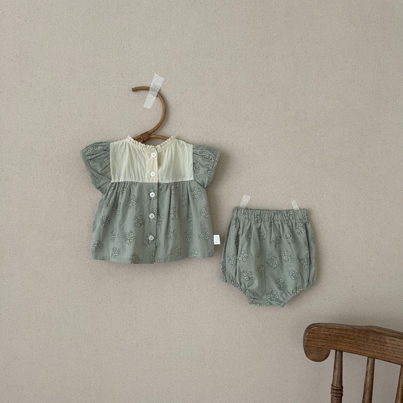 【BABY】夏新作 刺繍花柄セットアップSK091314