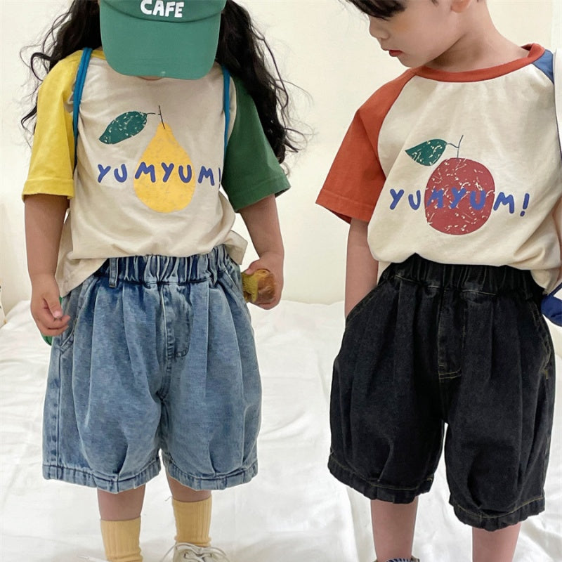 【BABY&KID】夏新作 フルーツプリント半袖TシャツSK080502