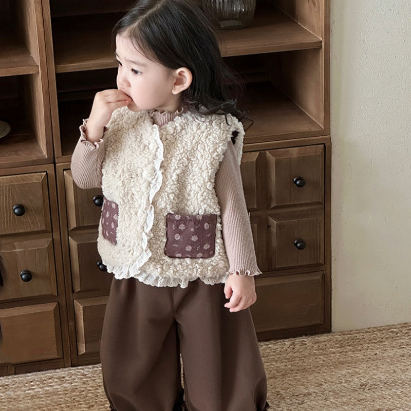 【BABY&KID】冬新作小花柄レースボアベストSK103135