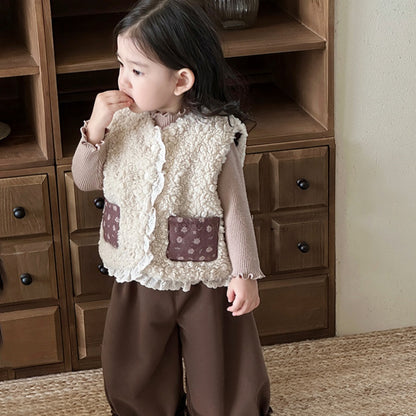 【BABY&KID】冬新作小花柄レースボアベストSK103135