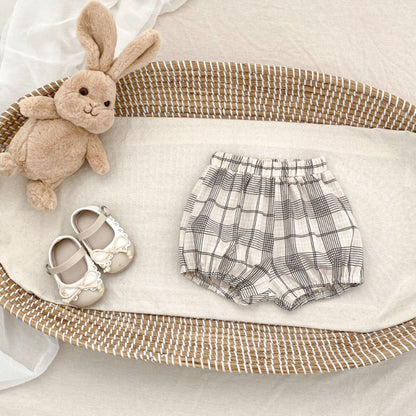 【BABY&KID】夏新作 刺繍フリル襟トップス＆チェックショートパンツSK081524