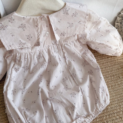 【BABY】レース蝶結び小花柄ロンパースSK106911