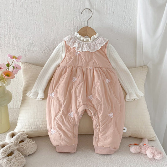 【BABY】冬新作お花刺繍レース襟カバーオールSK103112