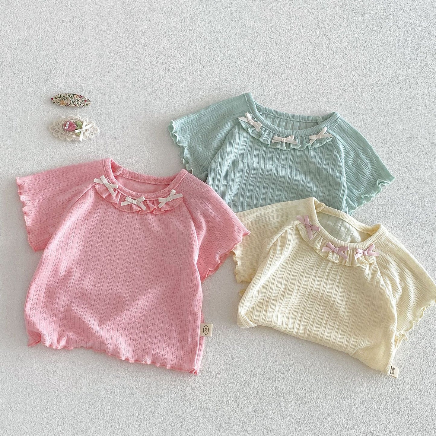【BABY&KID】夏新作 フリル蝶結びTシャツSK105107
