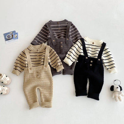 【BABY】ニットセーター＆サロペットセットSK092408