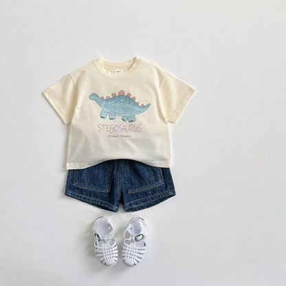 【BABY&KID】夏新作 恐竜プリントクルーネックTシャツSK090805