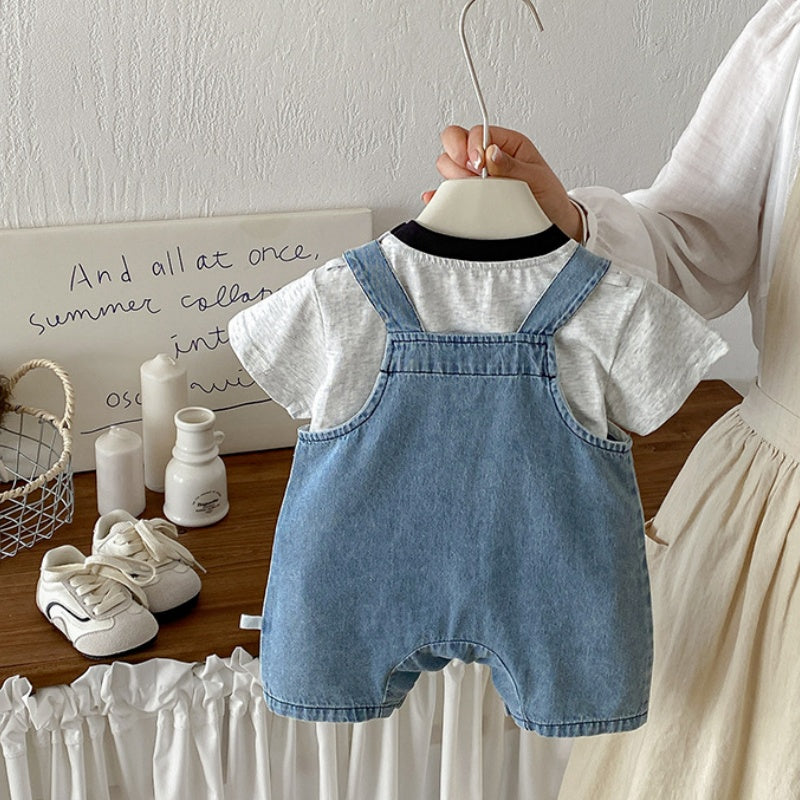 【BABY】夏新作カートゥーンサロペット＆無地TシャツSK105307