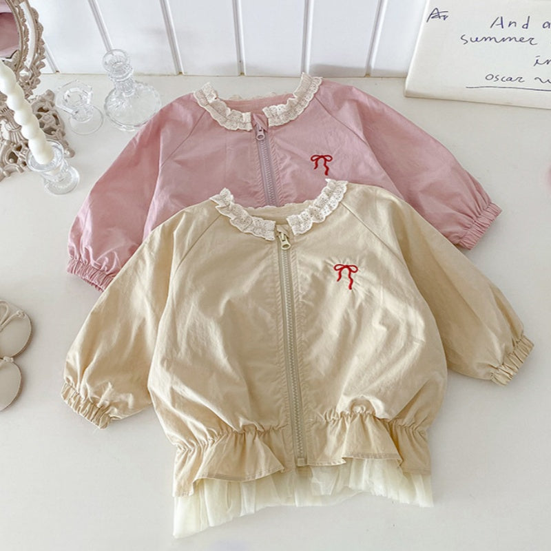 【BABY】蝶結び刺繍チュール縁アウターSK100450