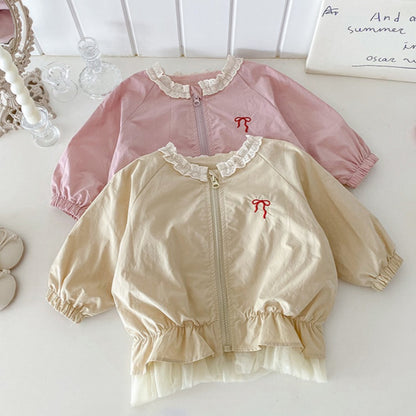 【BABY】蝶結び刺繍チュール縁アウターSK100450