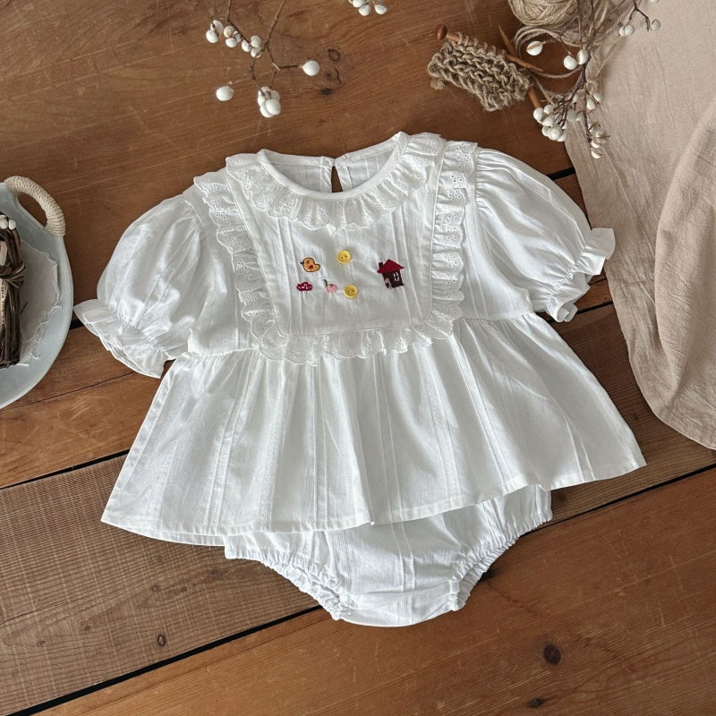 【BABY】夏新作ひよこハウス刺繍セットアップSK106006