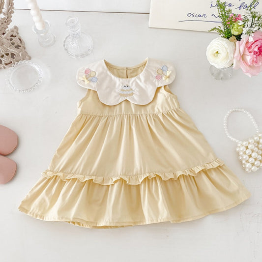 【BABY】夏新作 バルーン刺繍襟ワンピースSK082608