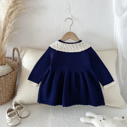 【BABY&KID】小花刺繍ニットワンピースSK092701