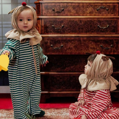 【BABY】クリスマスボーダーカバーオール、トナカイポンチョSK102817