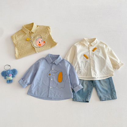 【BABY&KID】韓国風どうぶつ柄シャツSK104115
