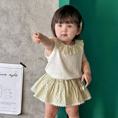 【BABY】夏新作ナチュラル小花柄ノースリーブセットアップSK105317
