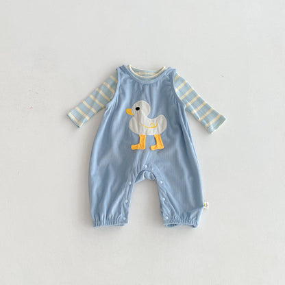 【BABY】アヒルサロペット＆ボーダーインナーSK092515