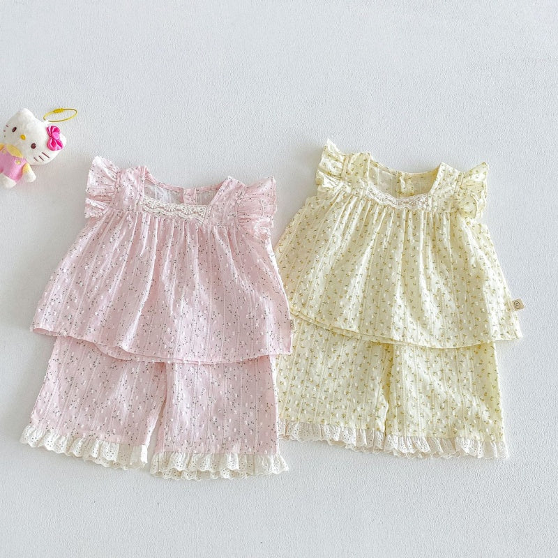 【BABY&KID】夏新作フリルスリーブ小花柄セットアップSK105604