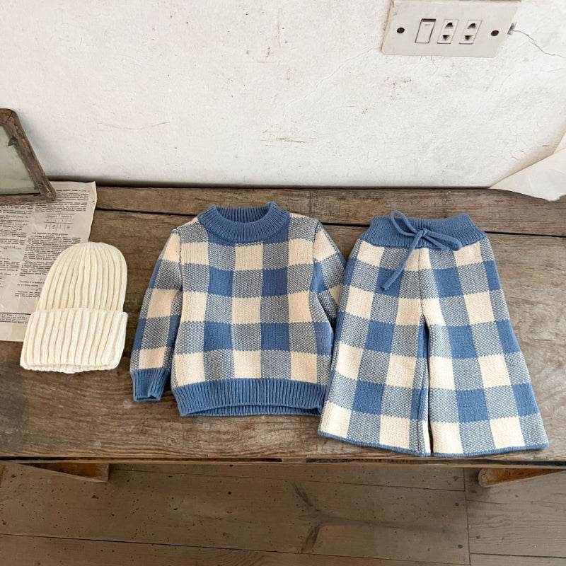 【BABY】チェックニットセットアップSK100813