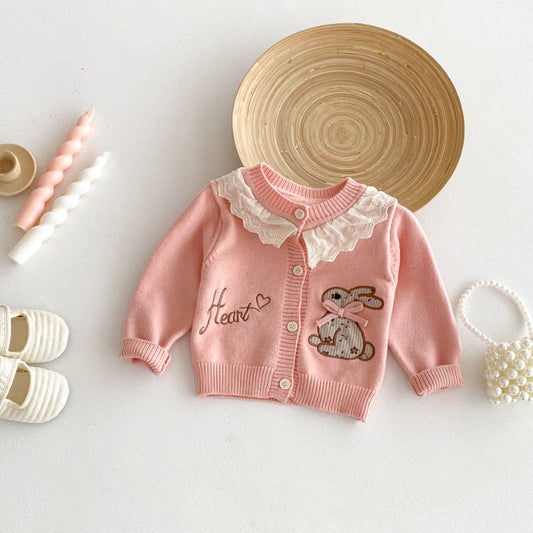 【BABY】刺繍うさぎニットカーディガンSK092428
