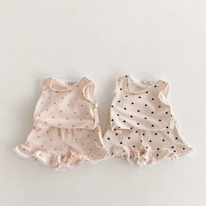 【BABY&KID】夏新作 レースハートセットアップSK080210