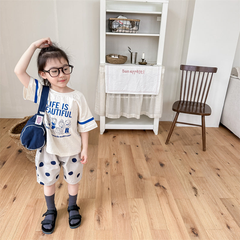 【BABY&KID】夏新作 英字カートゥーン柄プリントTシャツSK091614