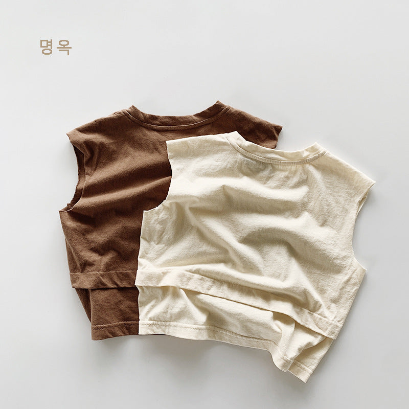 【BABY&KID】夏新作 ポケット付きノースリーブTシャツSK080817