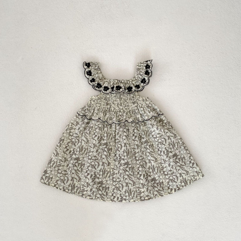 【BABY&KID】夏新作 フローラル刺繍ノースリーブワンピースSK090322