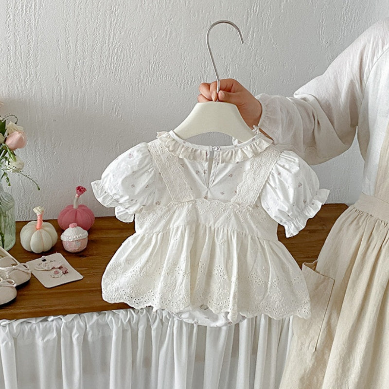 【BABY】夏新作レース小花ロンパース2点セットSK104820